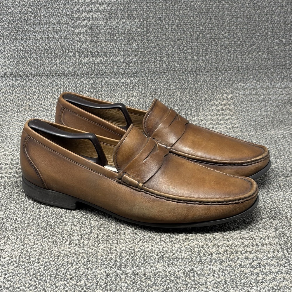 Peter Millar Men's 11 M Brown Leather Penny Loafers Made in Brazil MF19F50